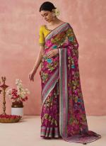 Brasso Dark Pink Festival Wear Printed Saree